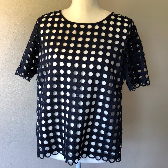 Catherine Malandrino Circle Eyelet Top EUC - 6 - Picture 2 of 4